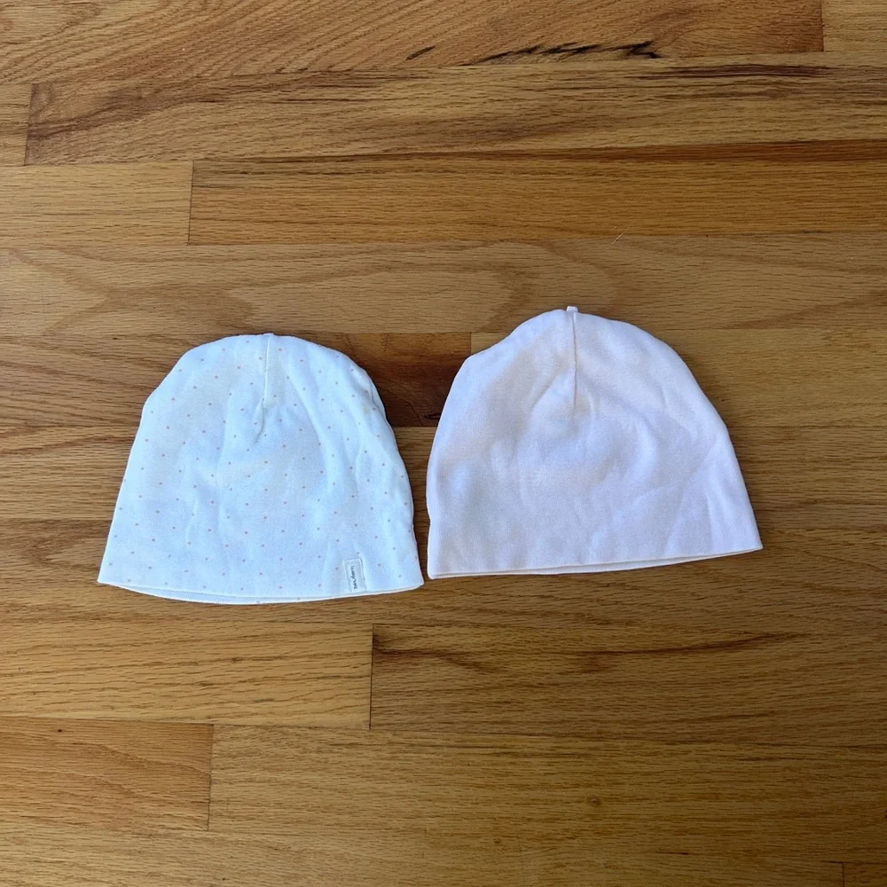 Soft White Baby Organic Cotton Beanie Set - 2 Pack